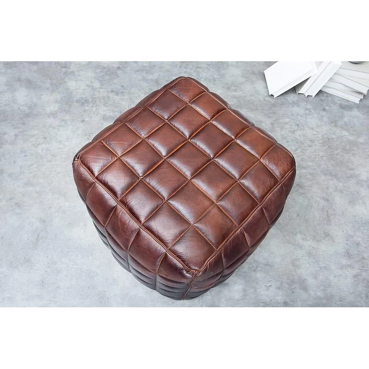 riess-ambiente Sitzwürfel RIDER 40cm braun, mit Echtleder-Bezug – Bild 5
