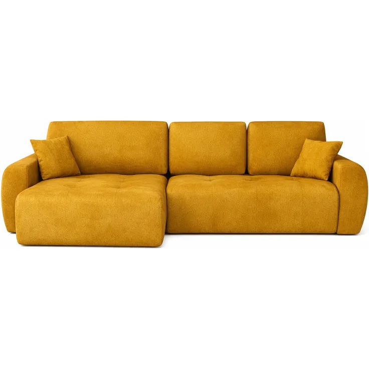 Kaiser Möbel Ecksofa Ivo L, Ecksofa mit Schlaffunktion und Bettkasten, Veloursstoff Salvador, ausziehbar, integrierter Stauraum
