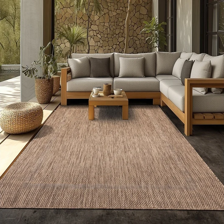 SIMPEX24 Outdoorteppich Unicolor - Einfarbig, Läufer, Höhe: 5 mm, Teppich Wetterfest Balkon Küchenteppich Flachgewebe Sisaloptik – Bild 1