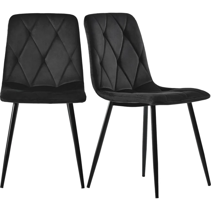 Esszimmerstuhl 4er-Set, 45x40x86 cm, schwarzer Samt, Metallgestell – Bild 4