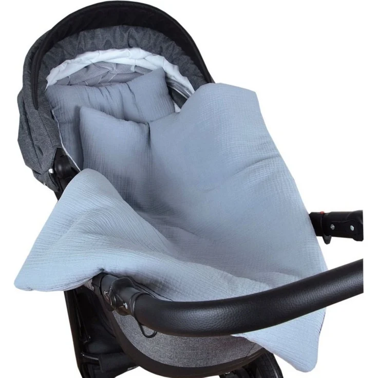 Babydecke BabyLux Babydecke Musselin Kinderwagendecke Kuscheldecke 75x60 cm MPM, BabyLux, Grau – Bild 3