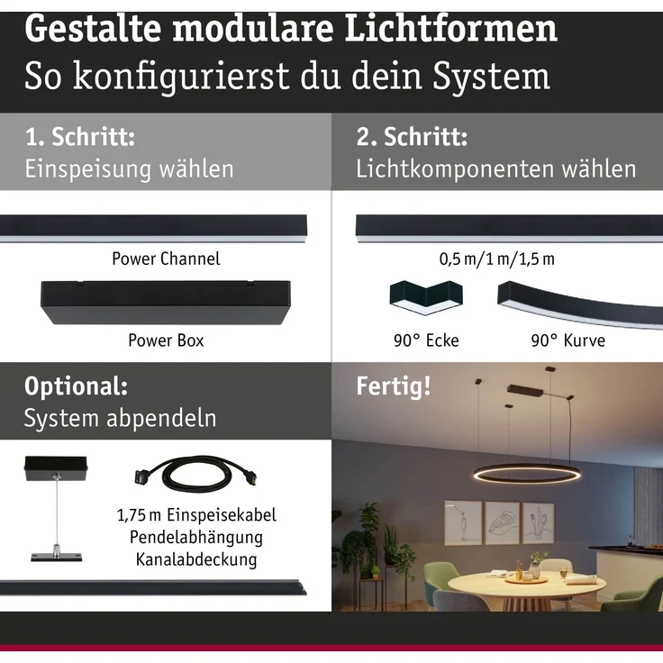 Linion Lichtkanal 0,5m 24V 8,5W 3000K Signalschwarz – Bild 4