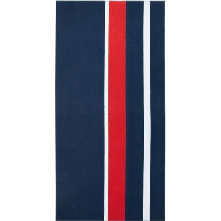 ZOLLNER Strandtuch, Glattvelours (1-St), 100 x 200 cm, 100% Baumwolle, blau-weiß-rot gestreift – Bild 4