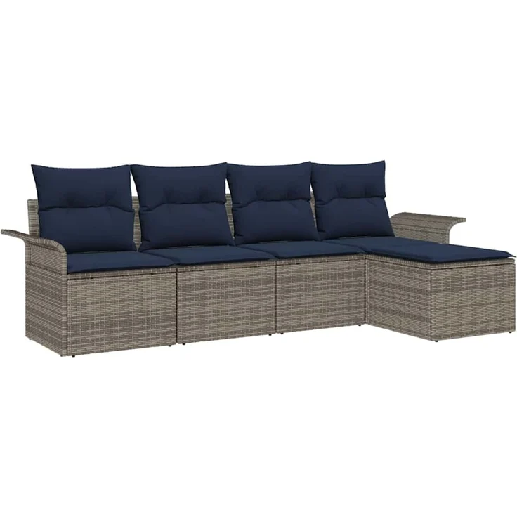 vidaXL Gartensofa-set mit Speicher 5 pcs Grau Poly-Rattan 3353994 – Bild 2