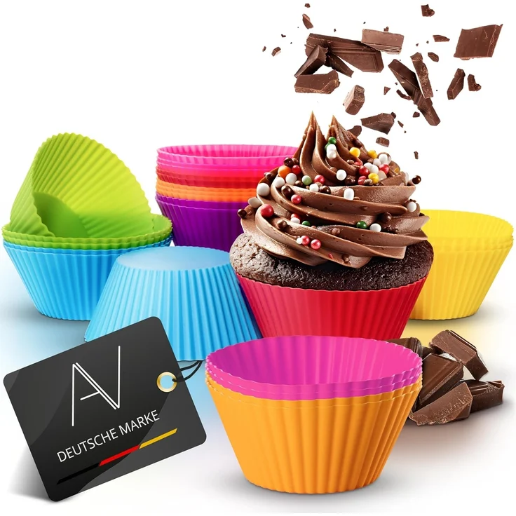 AVANA Muffinform Wiederverwendbare Muffinformen aus Silikon Cupcake Muffinförmchen, (24-tlg), Antihaftbeschichtet, BPA-frei, umweltschonend, 8 Farben – Bild 1