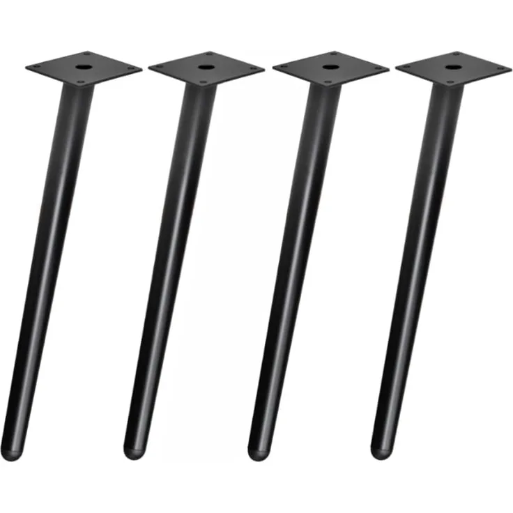 Prima-Online Tischbein Metallbeine Schräg H: 45cm / 65cm Schrankfuß Metall Schwarz Sofafuß