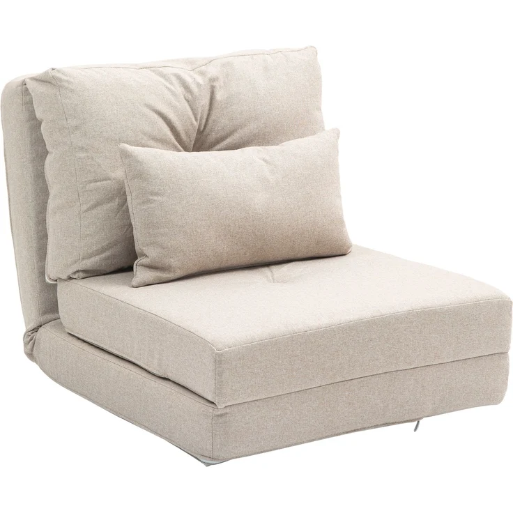 MELAYR, Bodensessel Klappmatratze Schlafmatte, 2-in-1-Design, abnehmbares Kissen, 60 x 80 x 56 cm, Beige – Bild 1