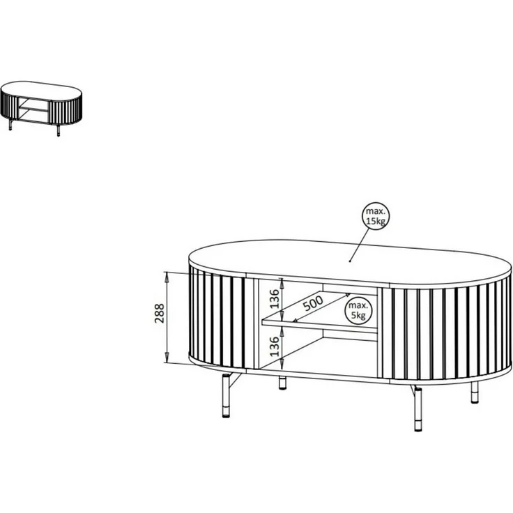 Compleo Couchtisch mit Ablagefach, Tee Tisch, Glamour design, Lamellen optik MODERNO – Bild 2