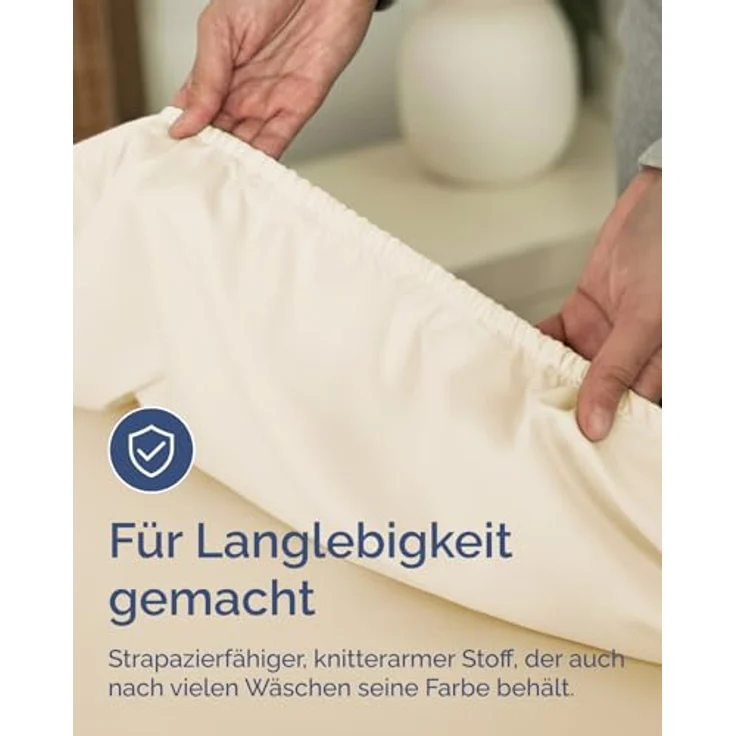 Spannbettlaken 135x190 cm Cremeweiß - 30cm (12") Tiefe Tasche - Premium Mikrofaser Spannbetttuch - Weich, Knitter- und Bügelfrei - Atmungsaktiv, Hypoallergen und Oeko-TEX Standard 100 Zertifiziert – Bild 6