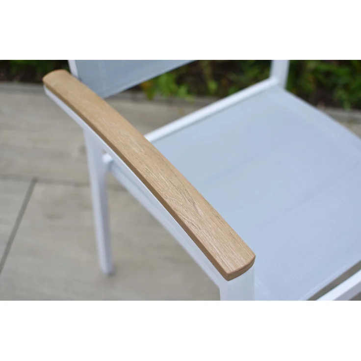 Pisa Gartenmöbel Set 5tlg, 4 Stapelsessel, Tisch 160 x 90 cm, weiß – Bild 10