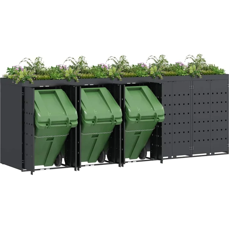 vidaXL Wagenmüllbehälter für 5 Behälter Anthrazit 3394746 – Bild 2