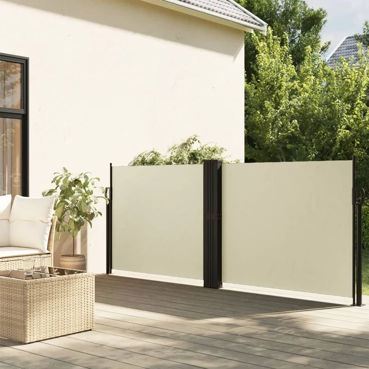 Seitenmarkise Ausziehbar, Balkon Sichtschutz Creme 140x1000 cm – Bild 1