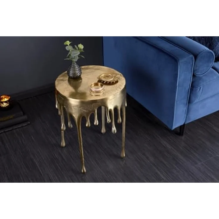 riess-ambiente Beistelltisch LIQUID LINE Ø50cm gold (Einzelartikel, 1-St), Wohnzimmer · Aluminium-Metall · rund · Tropfen-Design · Modern – Bild 3