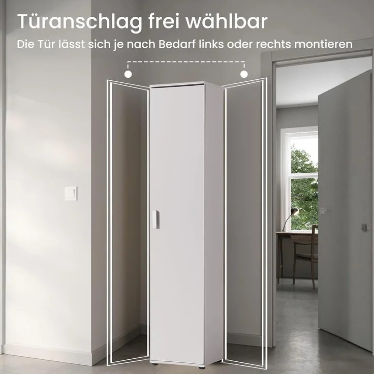 Home Collective Mehrzweckschrank Schmaler Schrank 40 cm breit mit 1 Tür & 4 Einlegeböden (Universalschrank Haushaltsschrank für Haushalt, Flur, Büro oder Schlafzimmer) 40x35x184 cm (BxTxH), Kaschmir – Bild 6