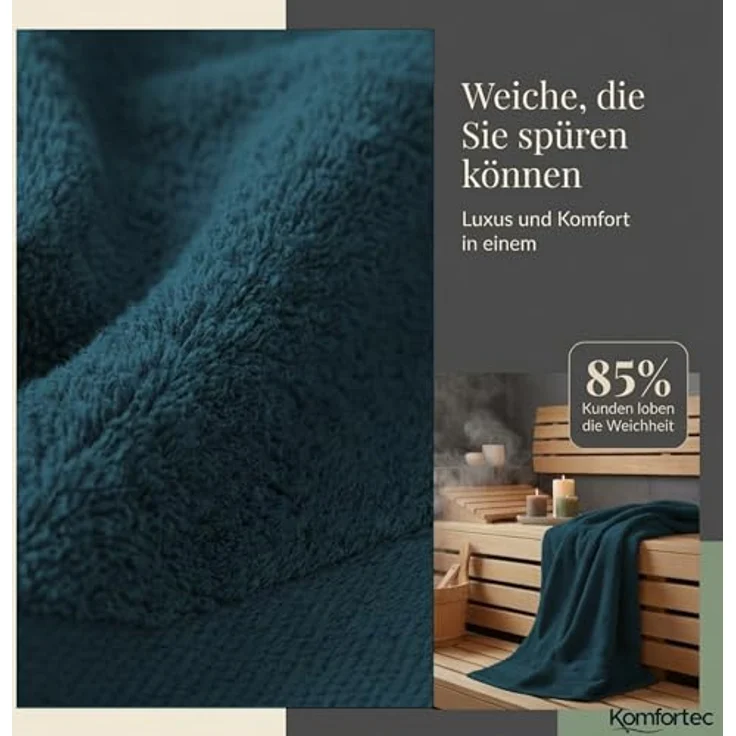 Komfortec 8er Handtuch Set aus 100% Baumwolle, 4 Badetücher 70x140 und 4 Handtücher 50x100 cm, Frottee, Weich, Towel, Groß, Petrol – Bild 3