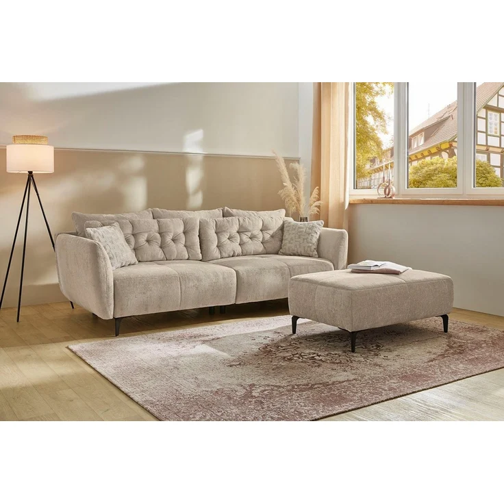Jockenhöfer Gruppe Big-Sofa Spa, im Retrolook mit Wellenfederung, und frei im Raum stellbar, inkl. 7 Kissen – Bild 3