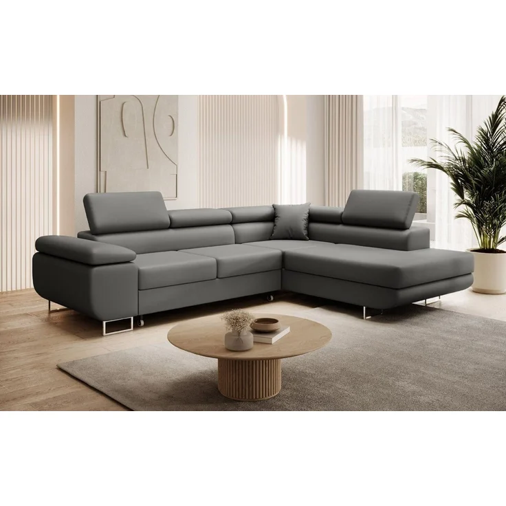 Luxusbetten24 Schlafsofa Designer Sofa Aston Kunstleder, mit Stauraum und Schlaffunktion – Bild 2