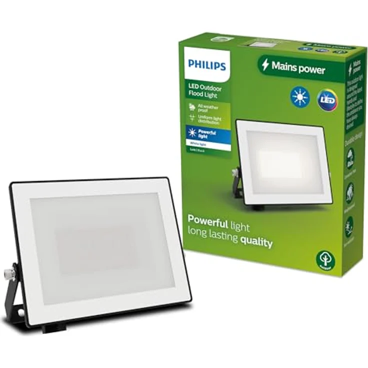 Philips Lois Flutlichtstrahler für den Außenbereich, exkl. Bewegungssensor, 20 Watt, 3000K weißes Licht, Schwarz – Bild 1