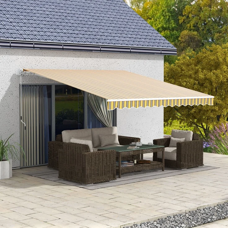 JARDJ Markise mit Kurbelarmen, 350 x 250 cm, Gelb – Bild 3