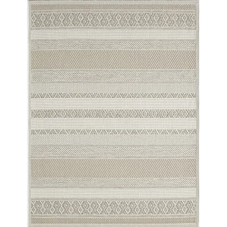 the carpet Calgary - robuster Teppich, Flachgewebe, modernes Design, ideal für Küche und Esszimmer, Vintage-Optik, Boho-Style, besonders flach, auch für den Außenbereich, Beige, 67x180 cm – Bild 3