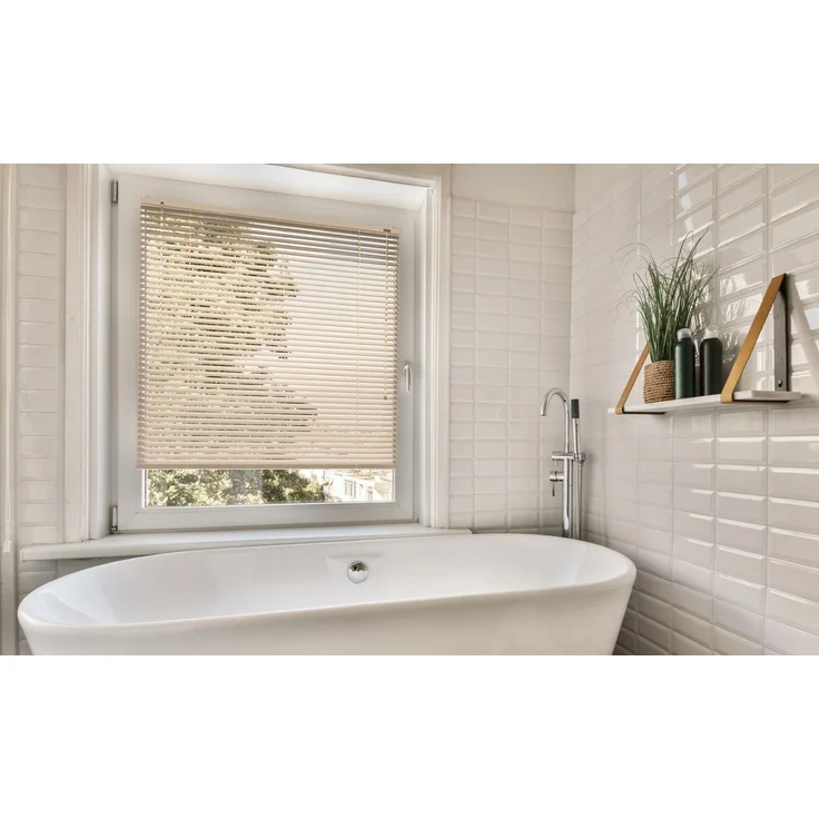 Sonello Jalousie Klemmfix ohne u. mit Bohren 30x130 cm Creme Aluminium Jalousette, Klemmfix, Inkl. Halterung für Decken- u. Wandmontage Alu Jalousie Fenster u. Tür, Blickdicht freihängend – Bild 4