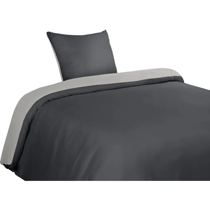 Utopia Bedding Bettwäsche 135x200 Set - Mikrofaser Bettbezug 135x200 cm + 1 Kissenbezug 80x80 cm - Dunkelgrau/Hellgrau – Bild 5