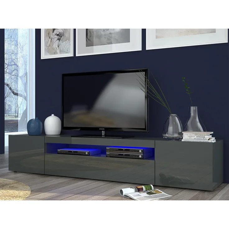 TV-Board >Daiquiri< in Anthrazit/Hochglanz - 200x36.2x40cm (BxHxT)
