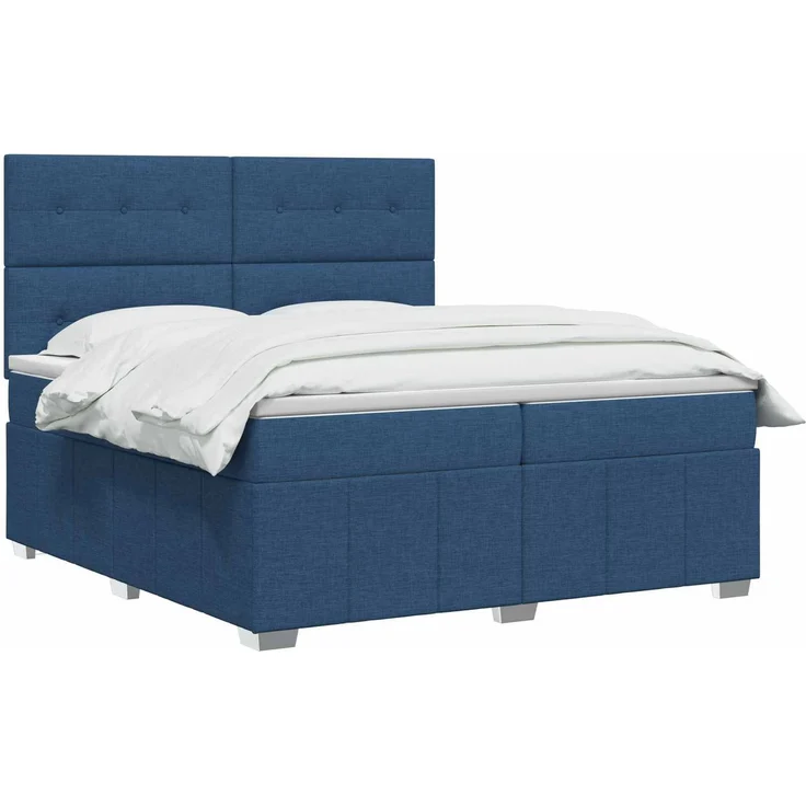 vidaXL Boxspringbett mit Matratze mit Kopfteil Blau 140 x 190 cm Stoff 3454140 – Bild 3