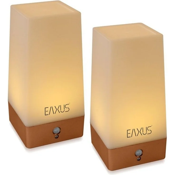 EAXUS LED Tischleuchte Kabllose Nachtlampe im Kupfer/Bronze Look, mit Bewegungssensor & Dämmerungssensor, LED fest integriert, warmweiß, Nachttischleuchte – Bild 4