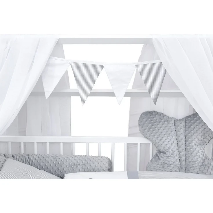 Baby-Delux Komplettbett Hausbett Babybett Schutzgitter Komplettset, 10-tlg, Kinderbett 60x120 cm weiß, Bettset verschiedene Designs – Bild 4