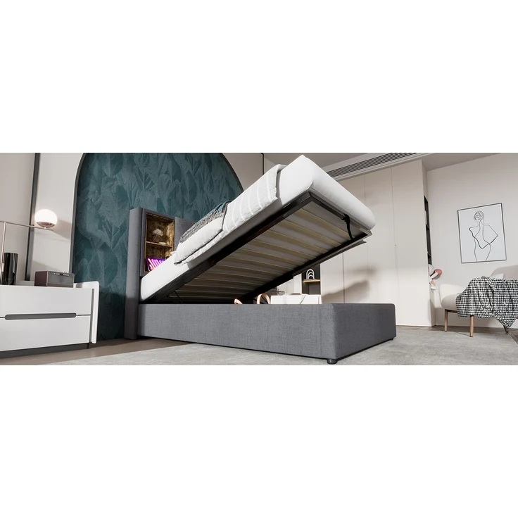 TavilaEcon Polsterbett Doppelbett mit Kabellosem Laden USB C und Stauraum beige Liegefläche 180 × 200 cm – Bild 6