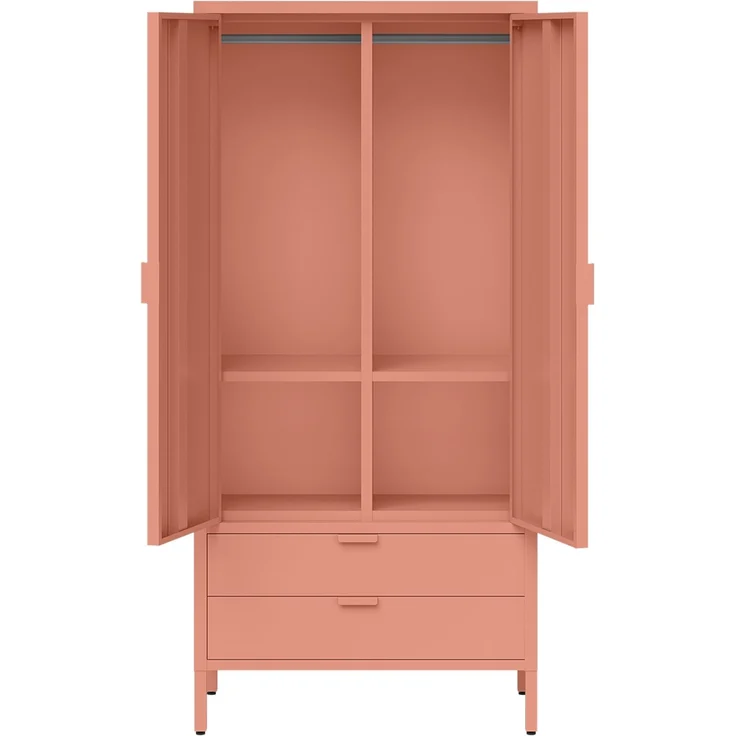 skølm 'Ituri' Kleiderschrank mit 2 Schubladen, Metall, 170x45x80 cm, terrakotta, Garderobe mit 4 Fächern und 2 Kleiderstangen – Bild 11