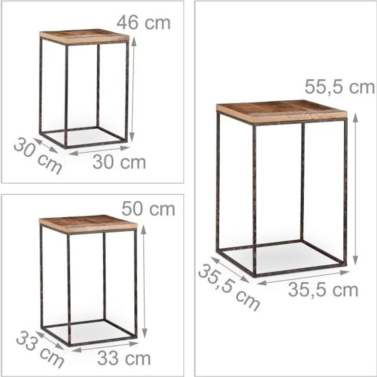 Beistelltisch 3er Set Mangoholz – Bild 4