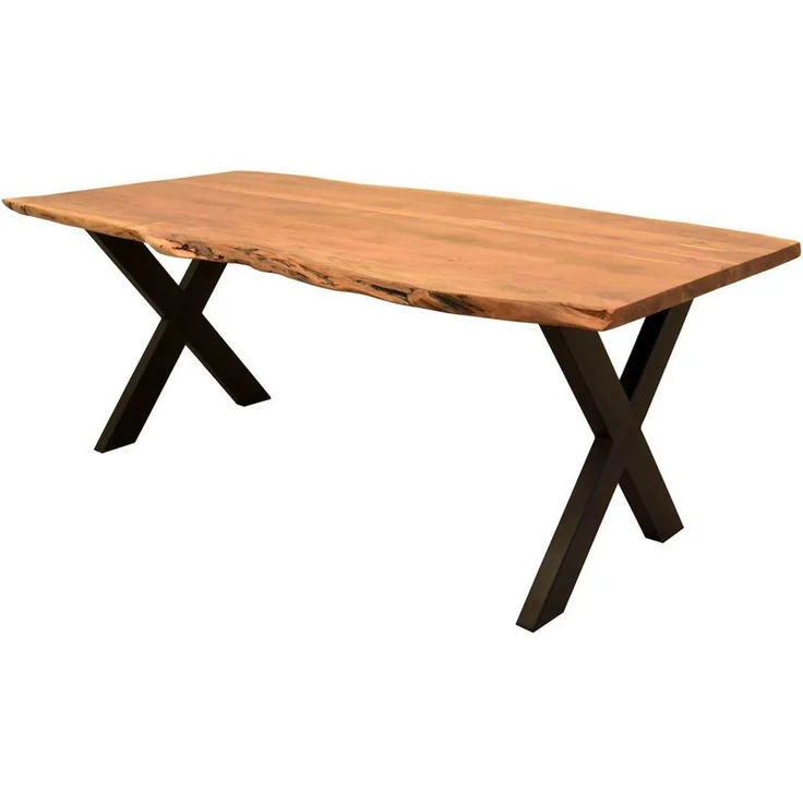 bene living Esszimmer-Set Baumkantentisch Catania und 6er Set Diningsessel San Carlo hellgrau, (Indoor-Möbelset, 7-St), Akazienholz-Tischplatte - drehbare Diningsessel – Bild 2