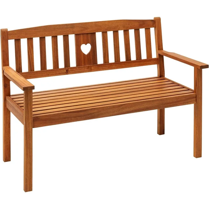 Dehner Gartenbank Gartenbank Heart, 2- oder 3-Sitzer, Farbe braun, Gartenbank aus FSC®-zertifiziertem Akazienholz mit Landhaus-Charme
