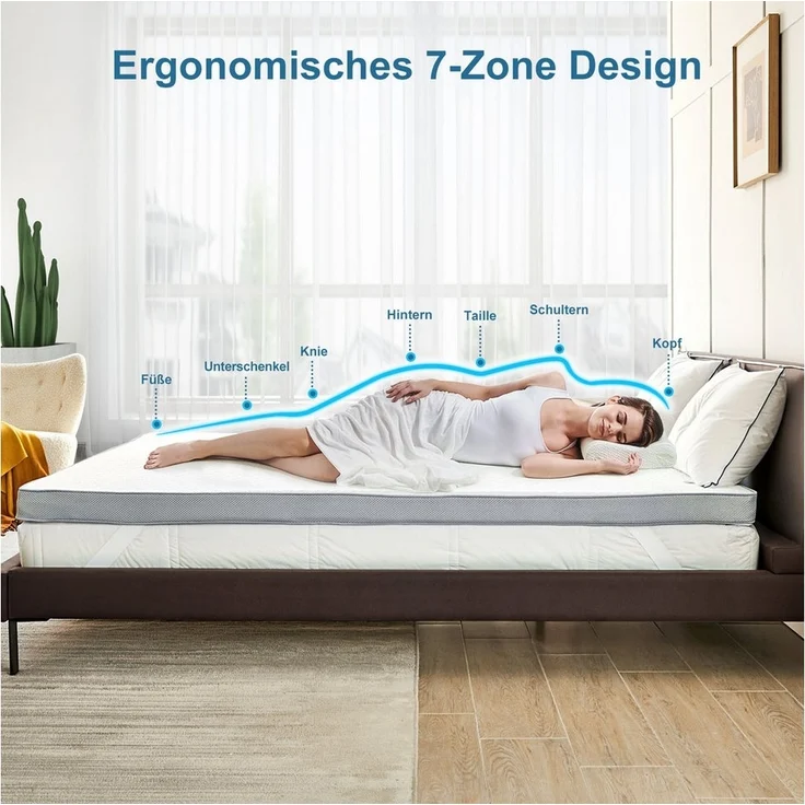 Matratzenauflage Matratzen Topper 7.5cm Höhe Gel Memoryschaum mit Bändern H2-H3 Vesgantti, 90X200 CM – Bild 2