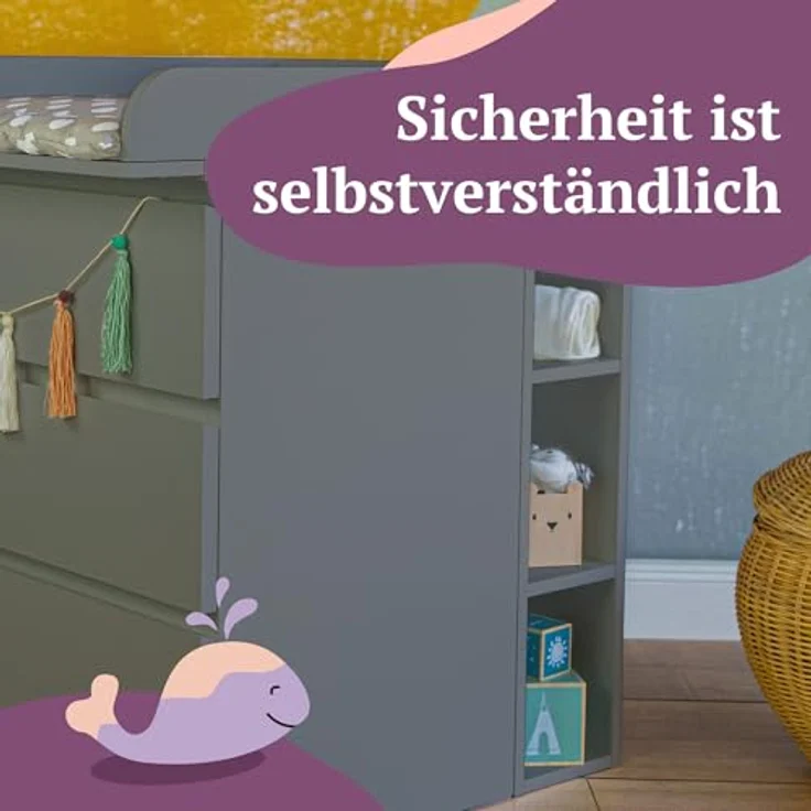 Puckdaddy Stauraumregal Mikkel 19x30x75cm in Grau passend zu IKEA Malm Kommoden Kinderzimmer – Bild 7