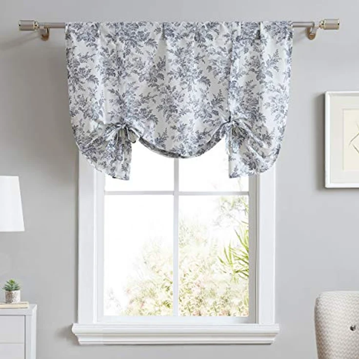 Laura Ashley Home - Volant aus Baumwolle, stilvolle und leichte Fensterdekoration für Heimdekoration (Annalise Floral Grey, 127x63,5 cm) – Bild 2