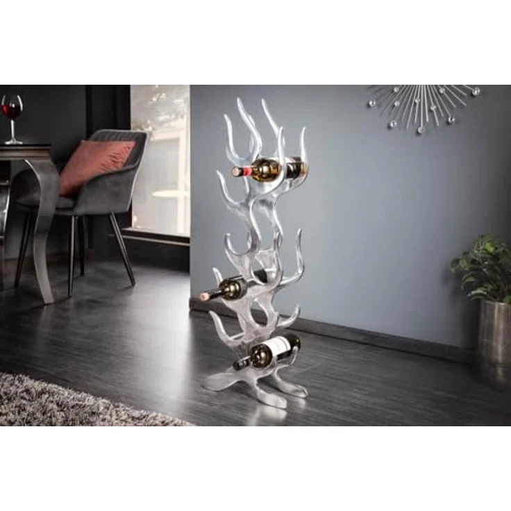 riess-ambiente Weinregal FLAME 93cm silber, Metall · Flaschenregal · Modern Design · für 9 Flaschen – Bild 2