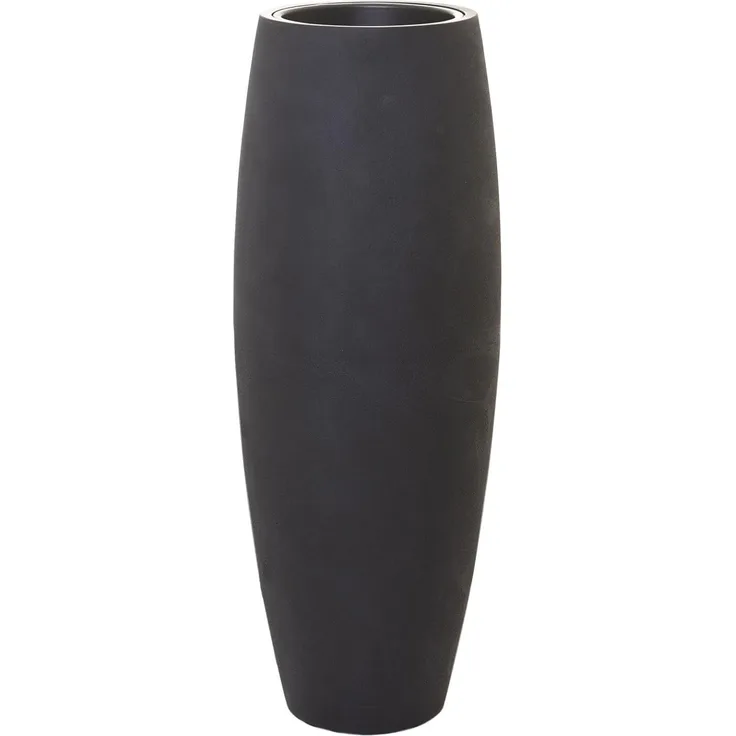 VIVANNO Bodenvase Fiberglas MAGNUM Rund, Anthrazit Steinoptik 37x100 cm