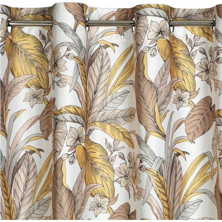 Design91 Vorhang Vorhänge mit Dschungel Muster Palmenblätter Botanische Motive, Blickdicht, Ösenschal, Wohnzimmer – Bild 1
