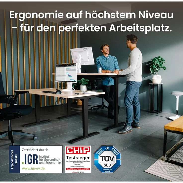 Desktopia Pro X - Elektrisch höhenverstellbarer Schreibtisch / Ergonomischer Tisch mit Memory-Funktion, Nussbaum, Gestell Schwarz, 180x80 cm – Bild 2
