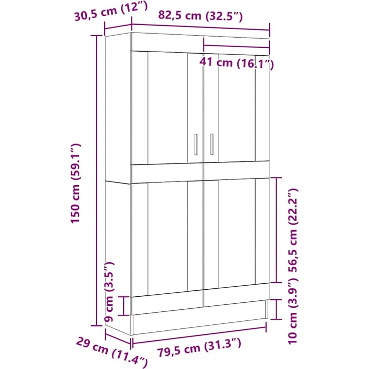 vidaXL Bücherregal Schwarz Eichen-Optik 82,5 x 30,5 x 150 cm 3329275 – Bild 10