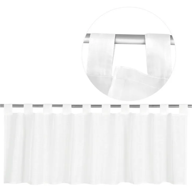 Schlaufen-Bistrogardine in B160cm x L60cm, transparente uni Scheibengardine Voile in vielen verschiedenen Farben erhältlich (weiß - schneeweiß)