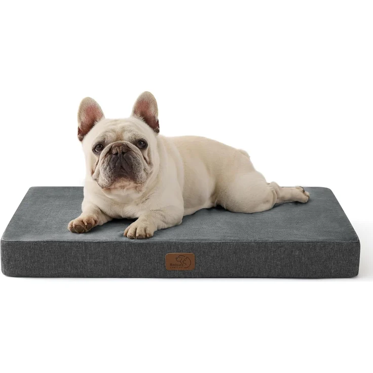 BEDSURE orthopädisches Hundekissen mittelgroße Hunde - 74 x 46 x 8 cm waschbares Hundebett mit 2 in 1 Memoryschaum, kuscheliges Hundematte Hundematratze in größe, dunkelgrau – Bild 1