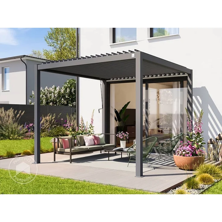 PRIMEYARD Pergola, Aluminium / Stahl grau, 3x3 m – Bild 2