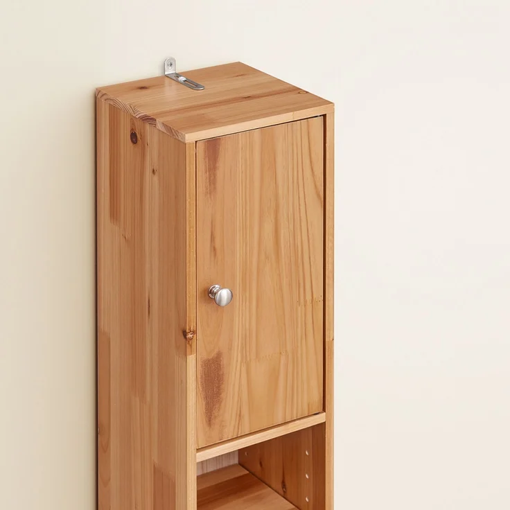 SoBuy BZR34-II-SH Badezimmer-Hochschrank, Massivholz, Lackiert, Hellbraun, 20 x 180 x 20 cm – Bild 7