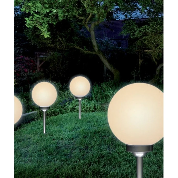 kamelshopping LED Solarleuchte Solar Kugelleuchte / Gartenkugel für Aussen mit LED Beleuchtung, LED fest integriert, Warmweiß, inkl. austauschbarem 600 mAh Akku – Bild 2