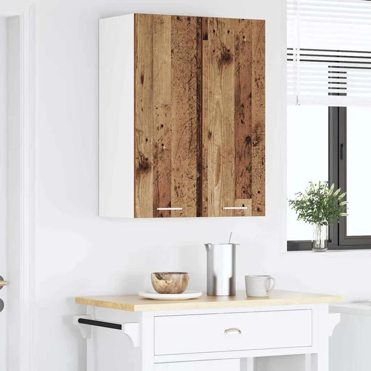 vidaXL Hängeschrank 2 stk. Altes Holz und Weiß 30 x 31 x 80 cm 884255 – Bild 4