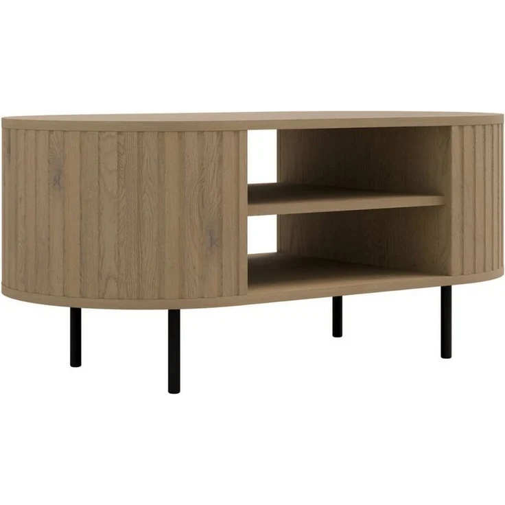Compleo Couchtisch mit Regalen, Kaffeetisch, OVI Eiche cremona oder Beige – Bild 2
